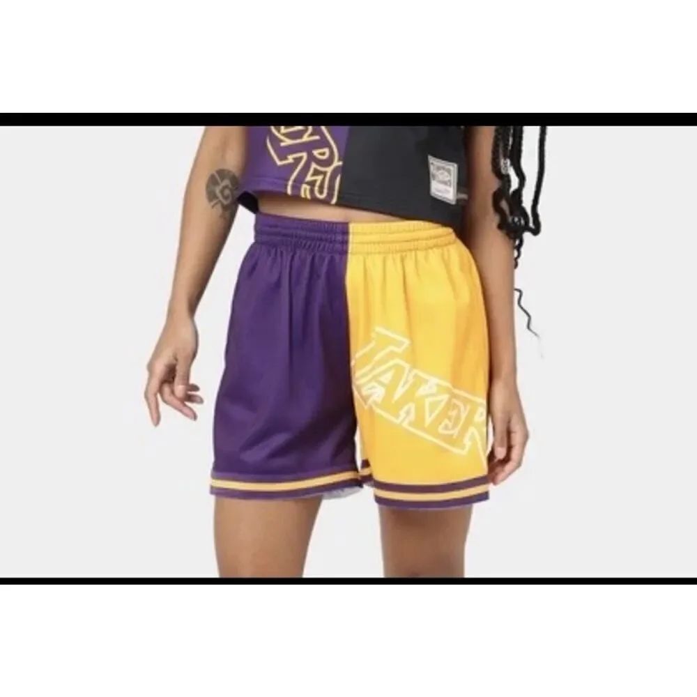 MITCHELL & NESS NBA HWC LOS ANGELES LAKERS BIG FACE 5.0 SHORTS Size Large